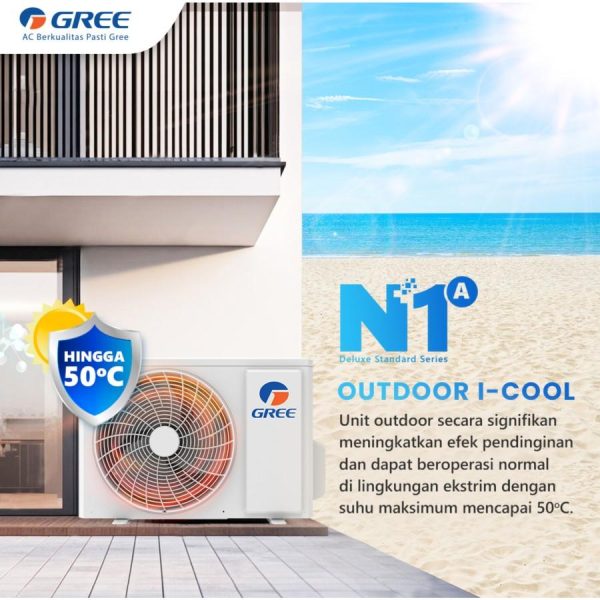 GREE GWC18N1A Ac 2 PK Split Deluxe Standard Series Black Diamond Fin | Air Conditioner 2PK GWC-18N1A GWC 18N1A Non Inverter - Image 2