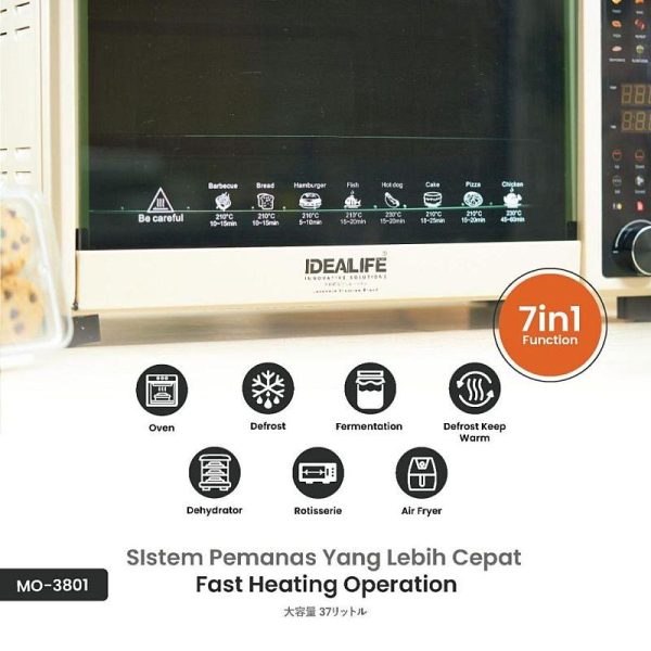 IDEALIFE Digital Multifungsi Oven MO-3801 kapasitas jumbo 38.0L - Image 3